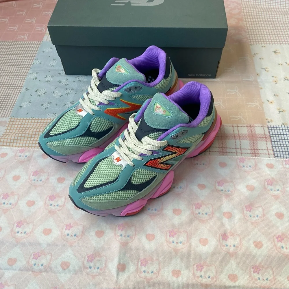 New Balance Sneakers - Mint, Purple & Pink Accents